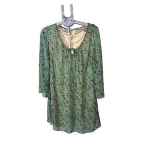 Lady Noiz Green and Purple Floral Top 1XL